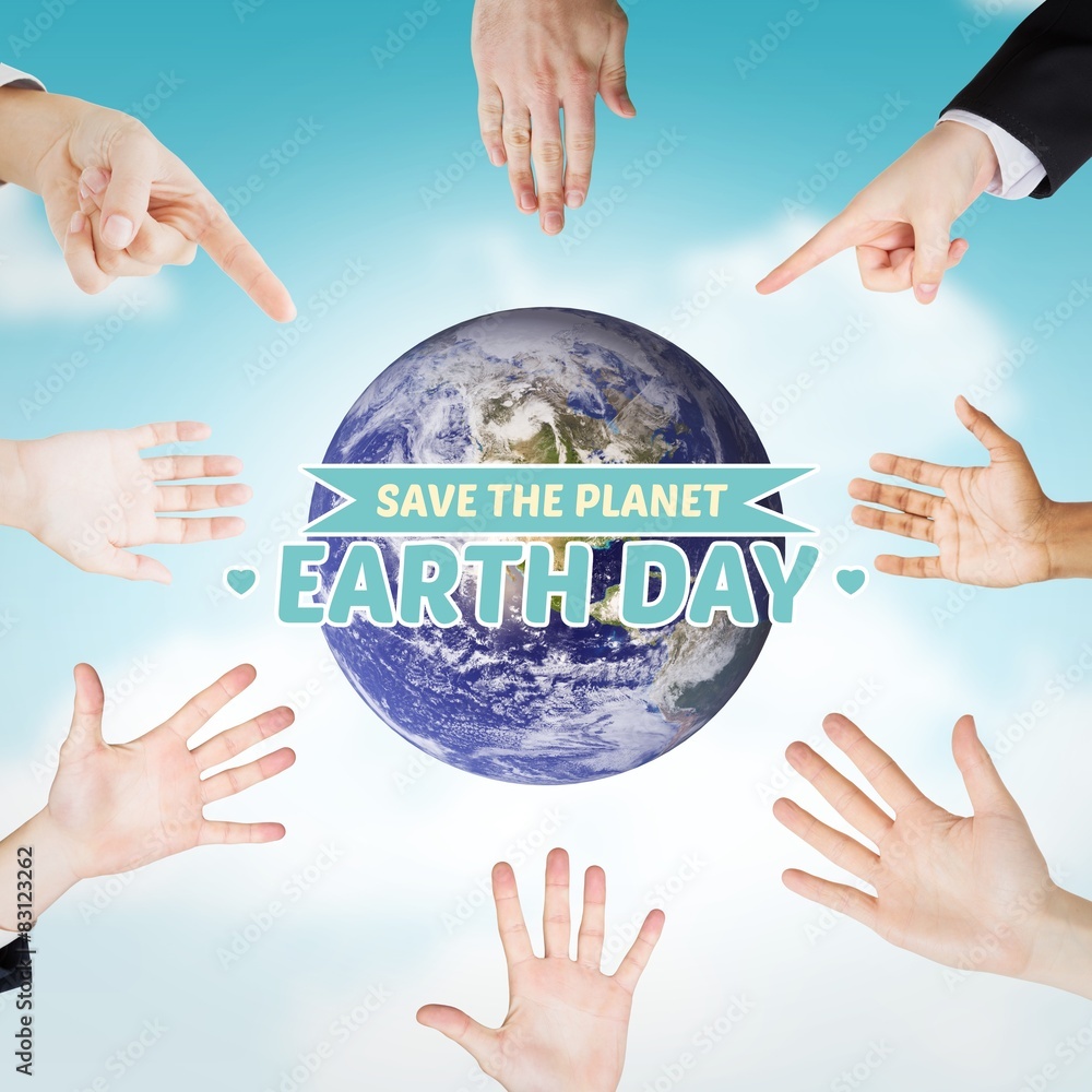 Poster Composite image of hands showing