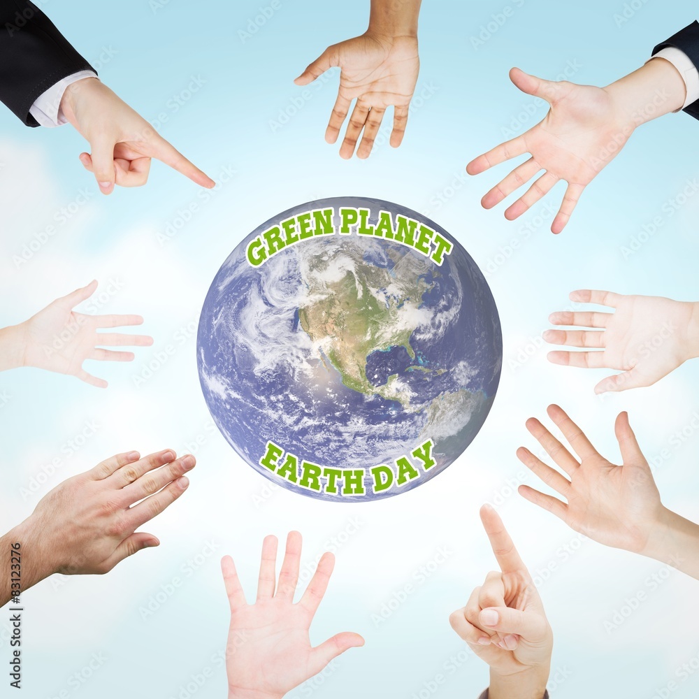 Poster composite image of hands presenting