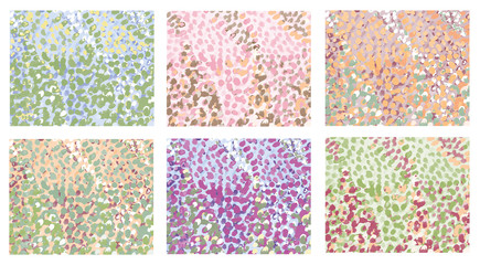 6 set of camouflage vector backgroud. Dotted technique. © lesichkadesign