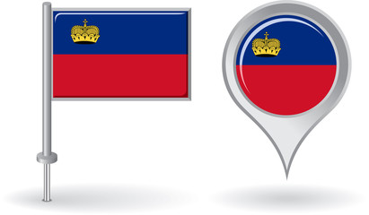 Liechtenstein pin icon and map pointer flag. Vector