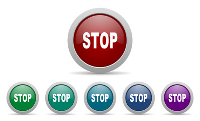 stop vector icon set
