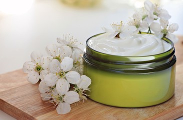 Fototapeta na wymiar skincare natural flower cream fresh herbal
