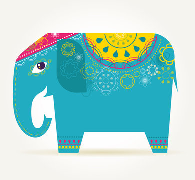 India - background with patterned elephant