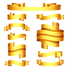 Golden Empty Ribbons and Banners