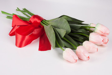 bouquet of light pink tulips