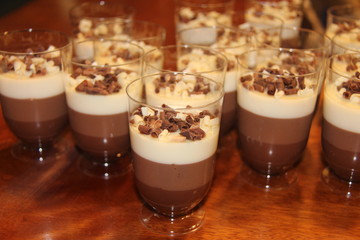 Three types of chocolate mousse