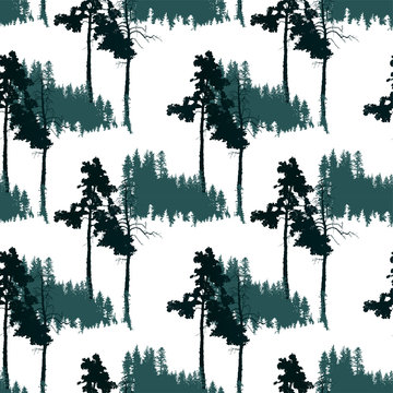 seamless pattern with forest landscape