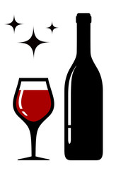 wine glass and bottle with star