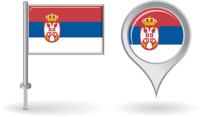 Serbian pin icon and map pointer flag. Vector