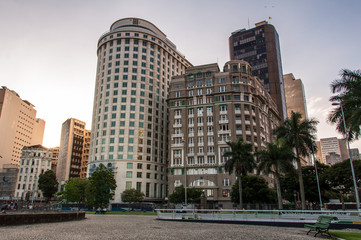 Fototapeta na wymiar Rio de Janeiro Downtown Buildings by Sunset