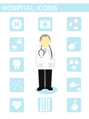 hospital icon doctor patient x-ray dentist concept