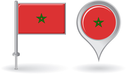 Morocco pin icon and map pointer flag. Vector