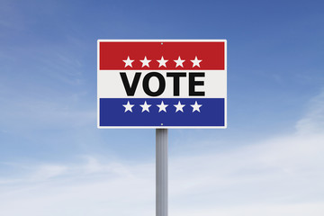 A modified sign indicating Vote

