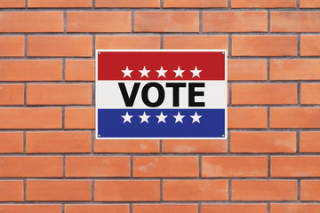 A modified sign indicating Vote
