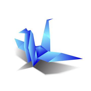 Origami bird vectors background blue sky