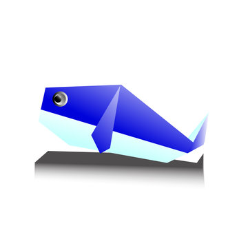 Origami whale animal vectors