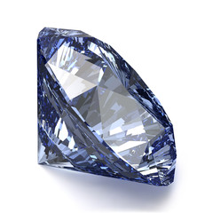 Blue Diamond on White Background. Realistic Vector Illustration