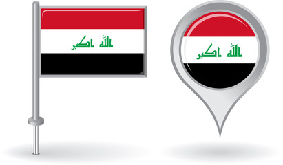 Iraqi pin icon and map pointer flag. Vector