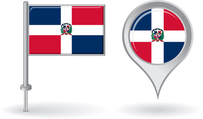 Dominican Republic pin icon and map pointer flag. Vector