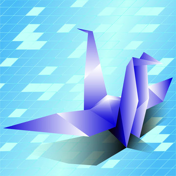 Origami bird vectors background blue sky