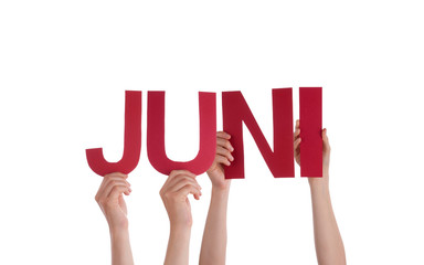 People Hold Straight German Word Juni Means June