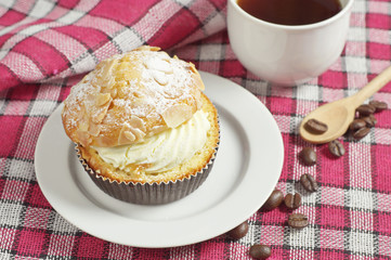 Creamy cake and coffee