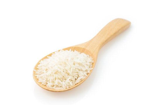  jasmine rice on Wood Ladle