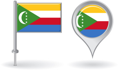 Comoros pin icon and map pointer flag. Vector