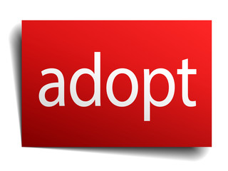 adopt red paper sign isolated on white