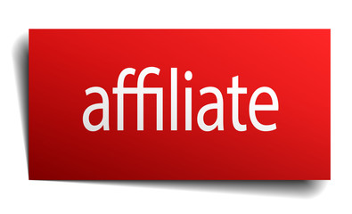 affiliate red paper sign isolated on white