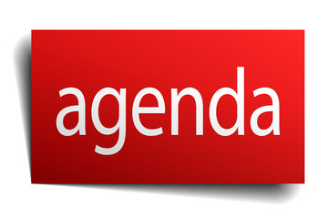 agenda red paper sign isolated on white