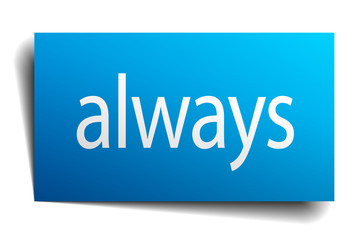 always blue square isolated paper sign on white