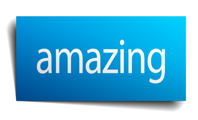 amazing blue square isolated paper sign on white