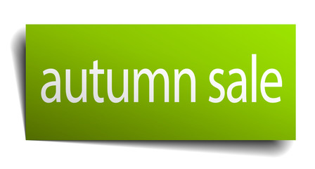 autumn sale green paper sign on white background