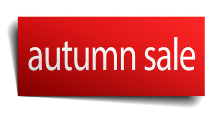 autumn sale red paper sign isolated on white