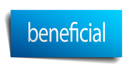 beneficial blue square isolated paper sign on white