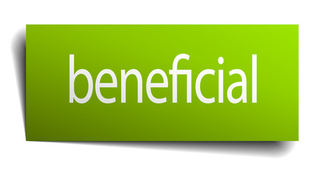 beneficial green paper sign on white background