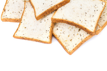 cereal and black sesame bread on white background