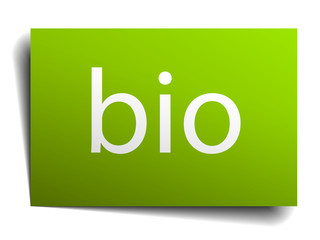 bio green paper sign on white background