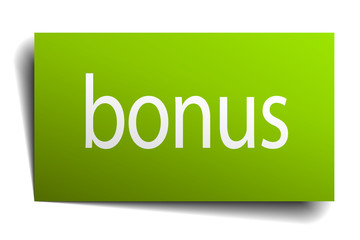 bonus green paper sign on white background