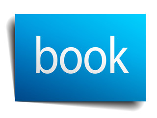 book blue square isolated paper sign on white