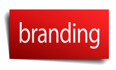 branding red paper sign isolated on white