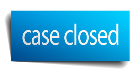 case closed blue square isolated paper sign on white
