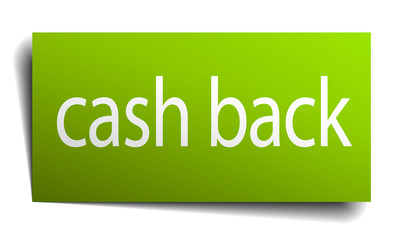 cash back green paper sign on white background