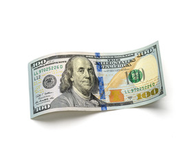 beautiful hundred-dollar bill on white background