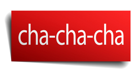 cha-cha-cha red paper sign isolated on white