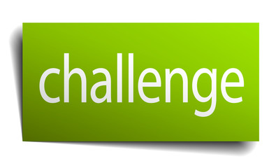 challenge green paper sign on white background