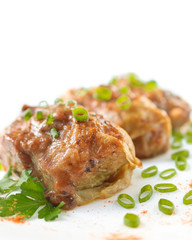 Stuffed cabbage leaves in tomato sauce