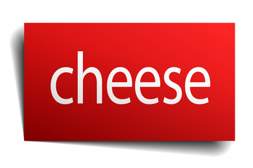 cheese red paper sign isolated on white