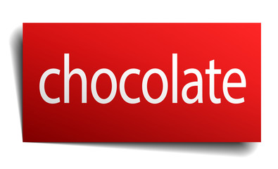 chocolate red paper sign isolated on white